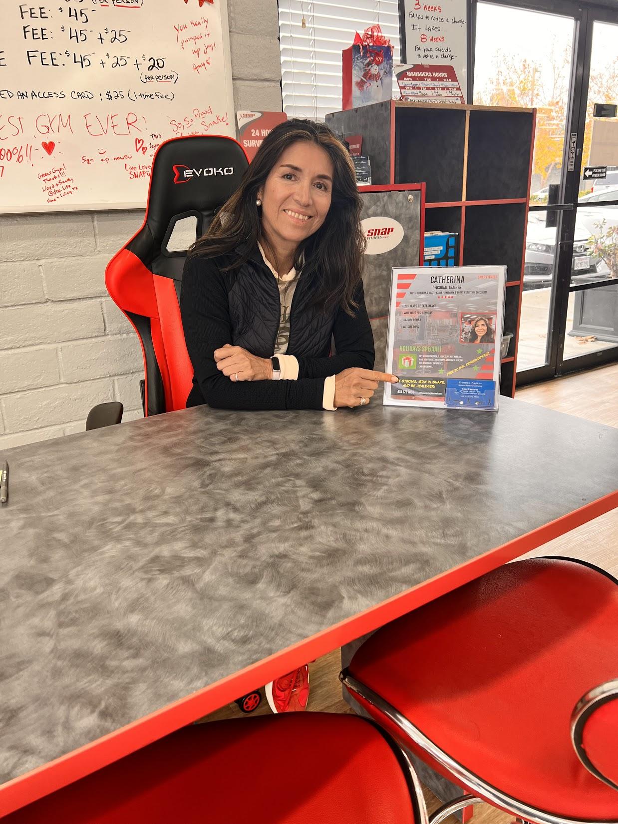 Catherina at SNAP Fitness front desk